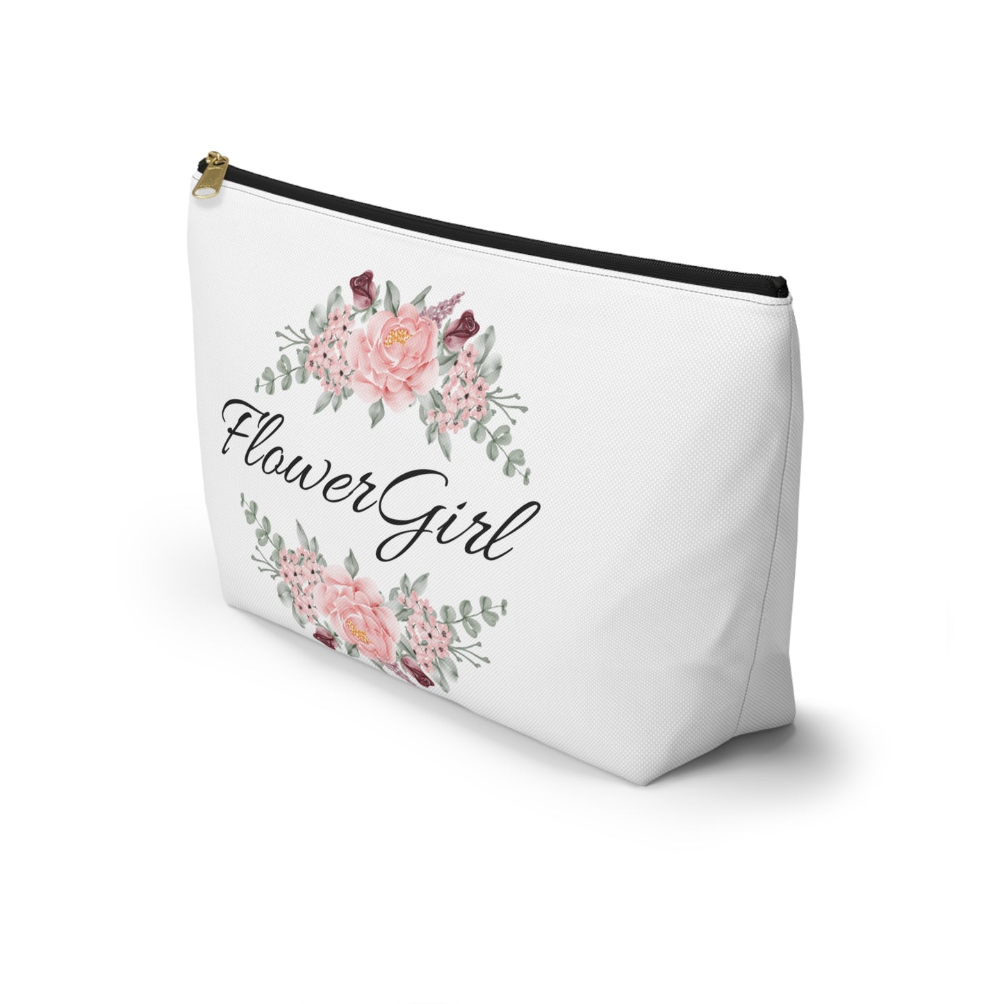 Flower girl, , wedding favor, toiletry bag , makeup bag , accessory bag flower, girl, bridal gifts bags