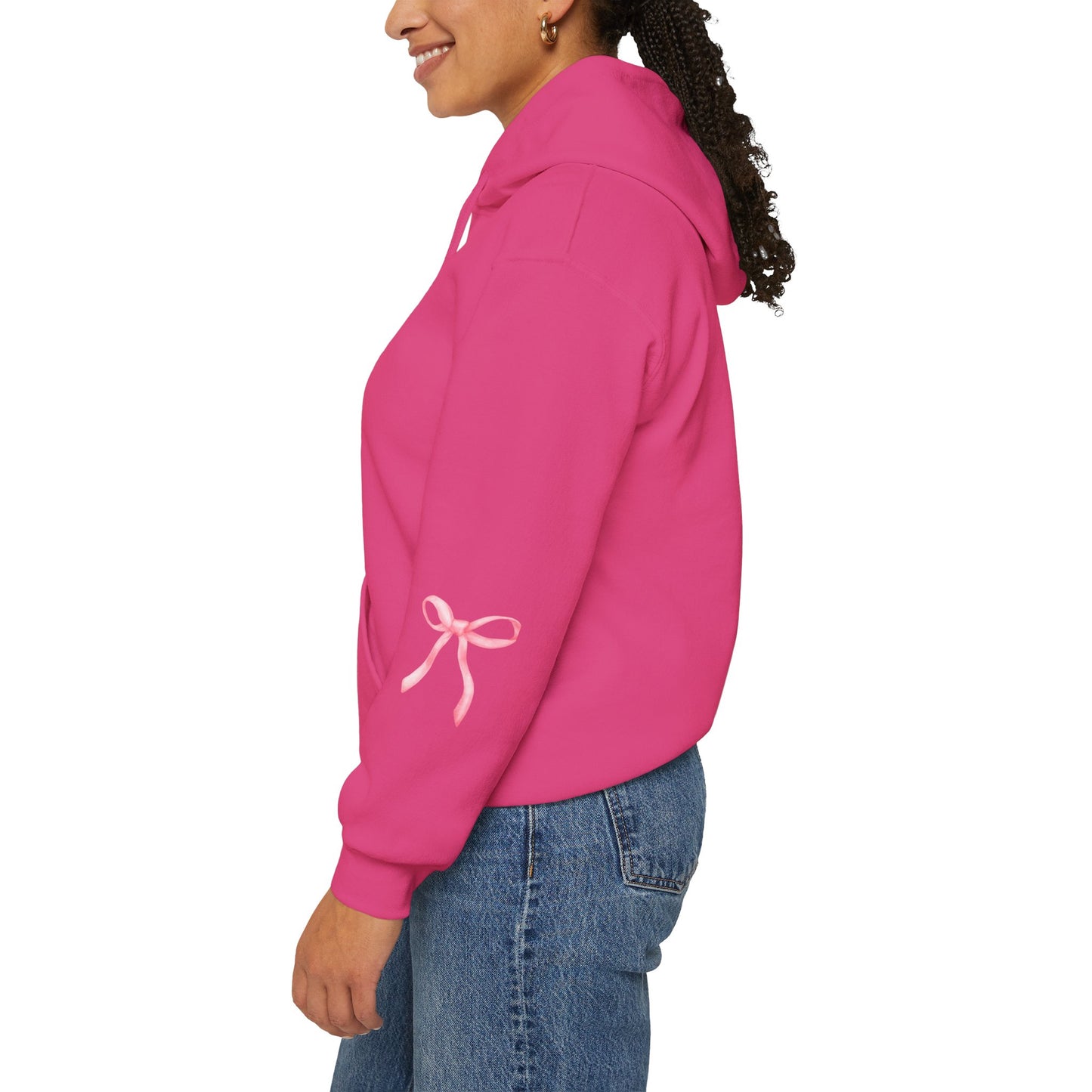 Coquette Bow Sleeve Hoodie Sweatshirt, Pullover Jumper for Men and Women, Cute Bow Accent Sweatshirt, Gender Neutral Hooded Sweater,