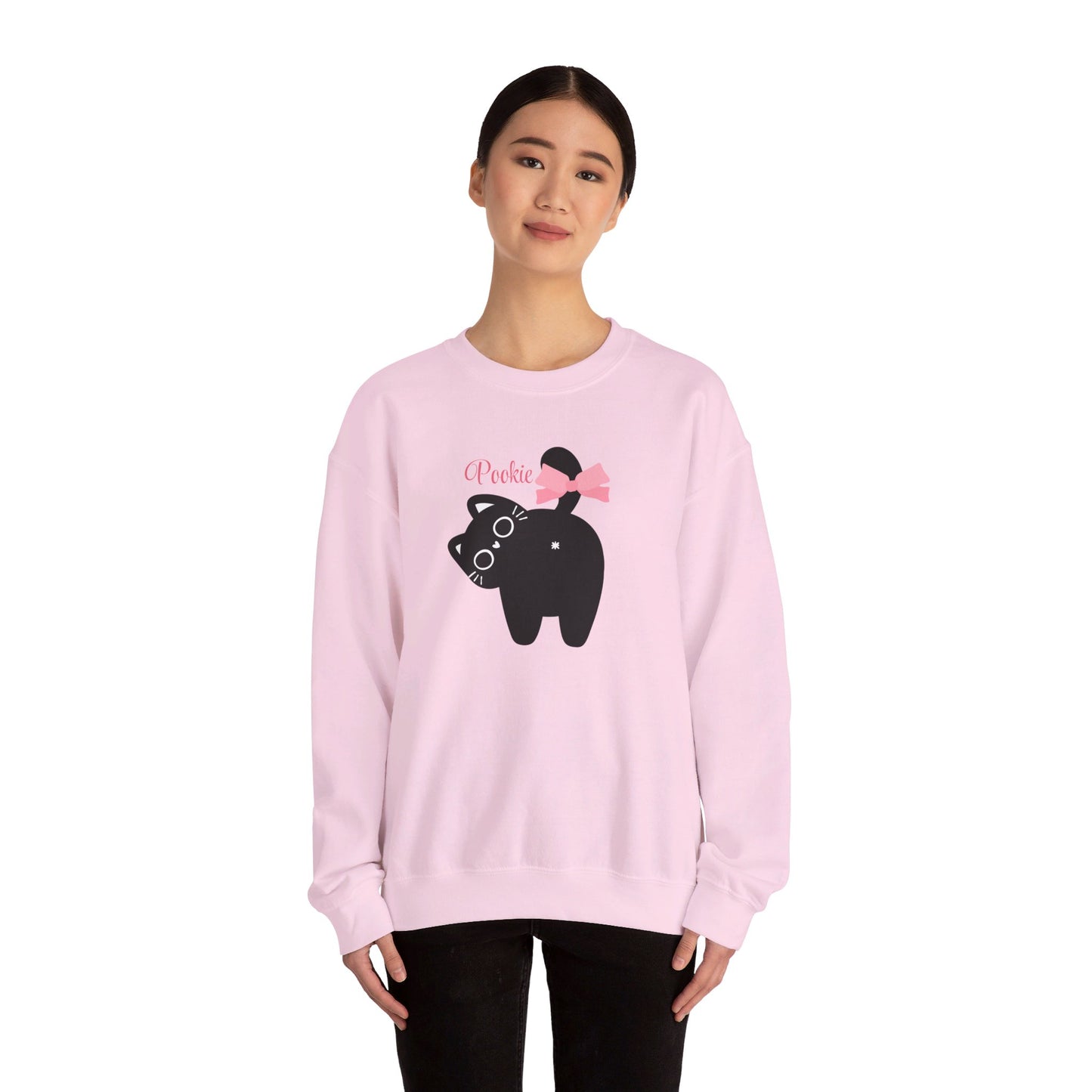 Pookie coquette cat shirt Unisex Heavy Blend™ Crewneck Sweatshirt, great coquette style shirt for teens back to school birthdays and Christmas sweatshirt