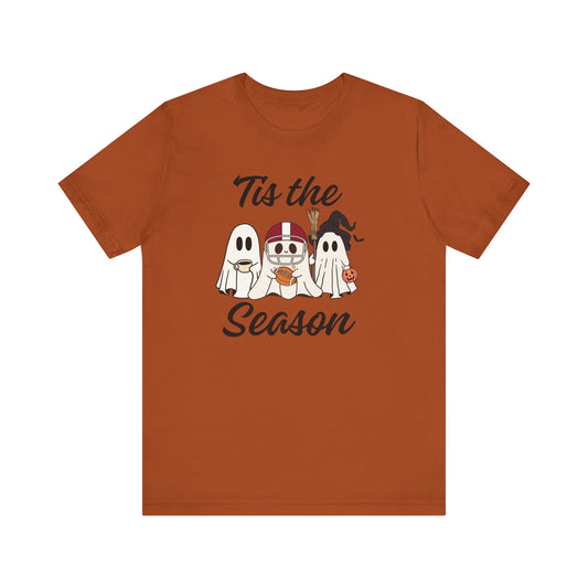 Funny Fall Football Ghost Unisex Tee Shirt, Fall Season, Halloween Costume, Football Fan Shirt, Football Season Shirt