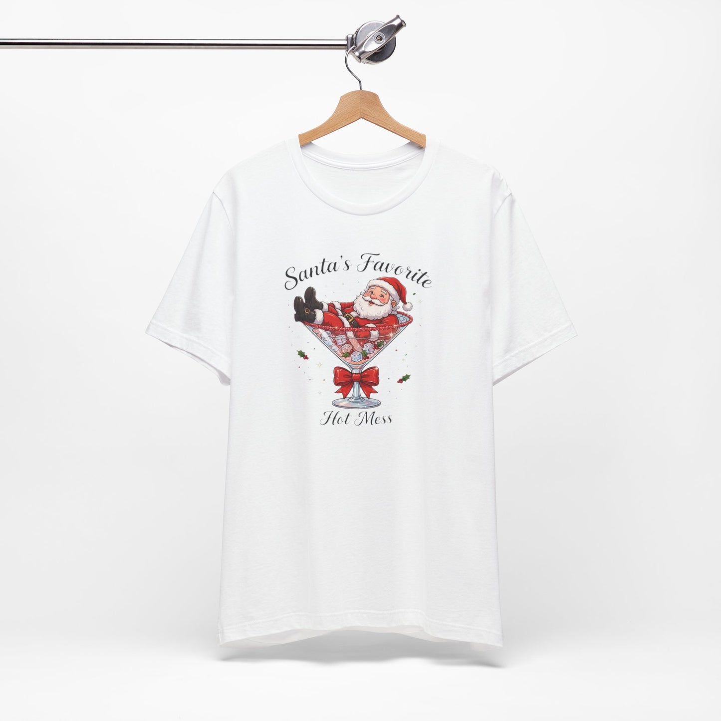 Santa Favorite Hot Mess martini Glass Shirt | Christmas Santa Cocktail Tee