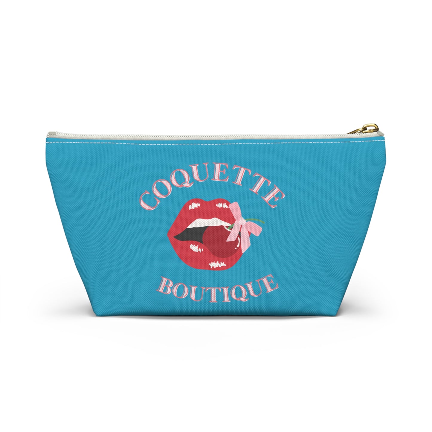 Cherry Coquette Boutique Accessory Pouch w T-bottom, Travel Toiletries Bag, Makeup Organizer Gift for Her, Zippered Cosmetic Case, Small