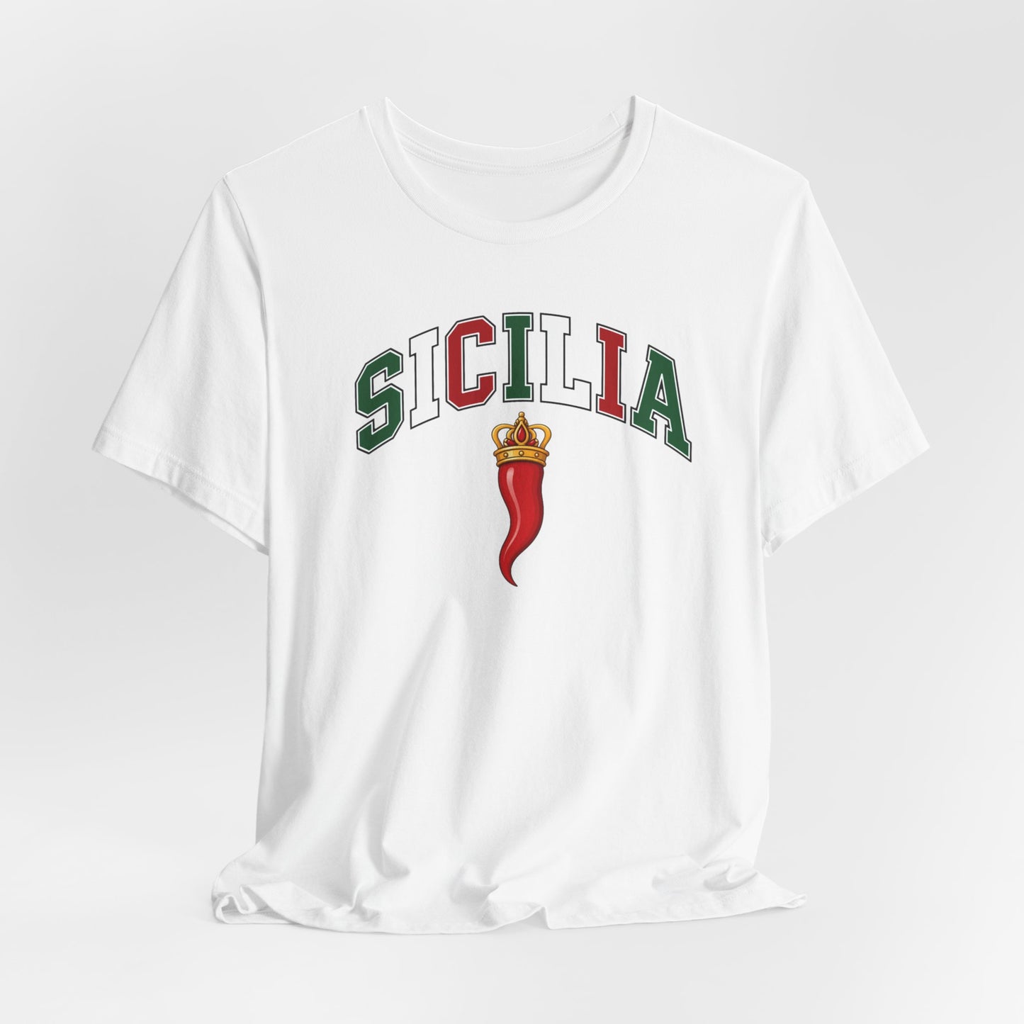 Sicilia Graphic Tee — Italian Sicily Shirt with Corno Charm