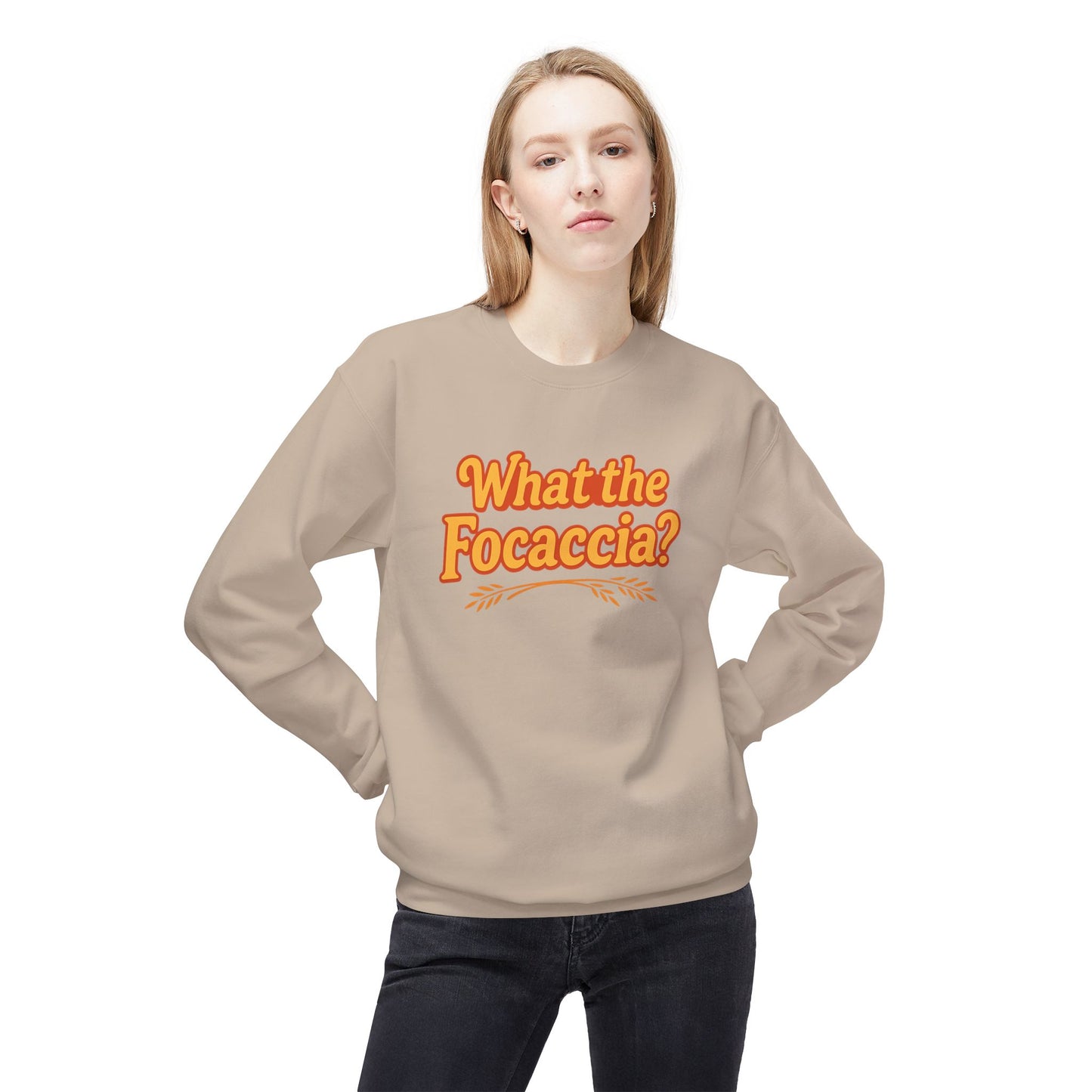 What the Focaccia? Funny Italian inspired Unisex Crewneck Sweatshirt,Funny Gift, Foodie Apparel, Casual Wear, Perfect for Baking Lovers