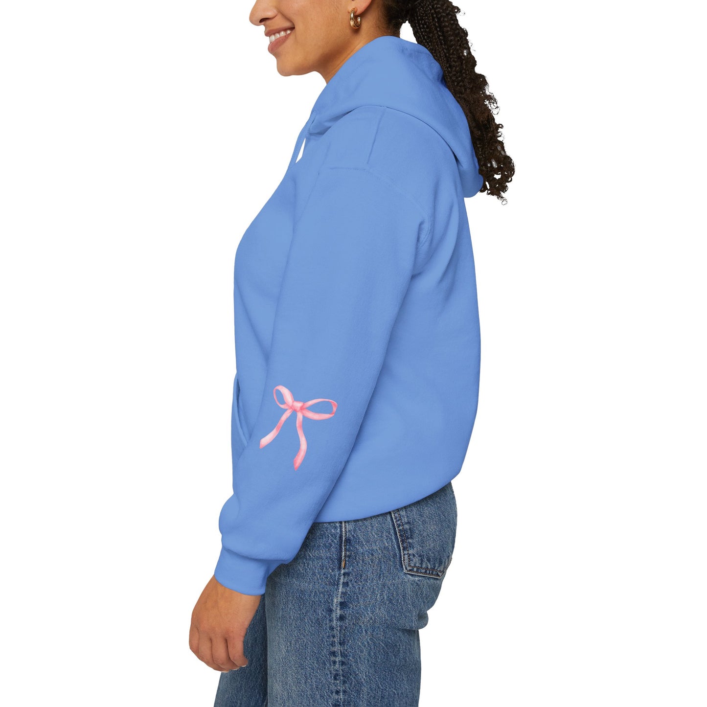 Coquette Bow Sleeve Hoodie Sweatshirt, Pullover Jumper for Men and Women, Cute Bow Accent Sweatshirt, Gender Neutral Hooded Sweater,
