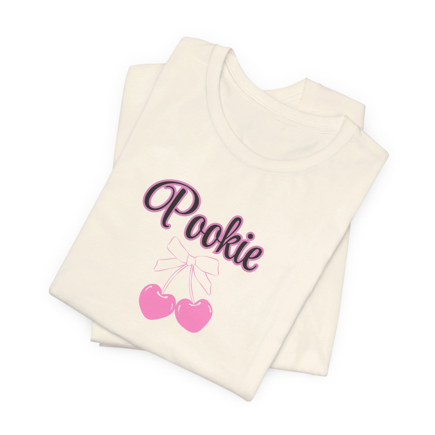 Pookie coquette style cherries Unisex Jersey Short Sleeve Tee, great shirt for teens, birthdays, Christmas, and back to school