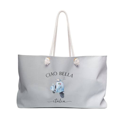Ciao-Bella Italia Weekender Bag, Italian inspired Italy travel tote bag, great gift for friends and family