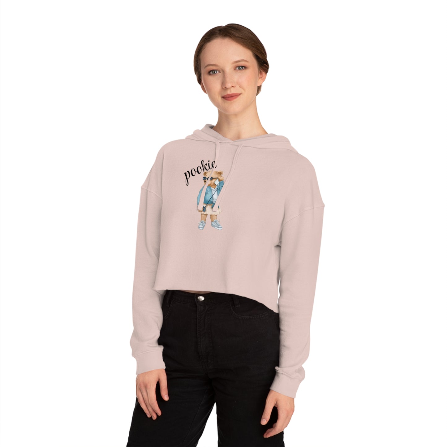 Pookie bear Womens Cropped Hooded Sweatshirt, cute cropped hoodie sweatshirt , great for birthdays anniversary Christmas gifts
