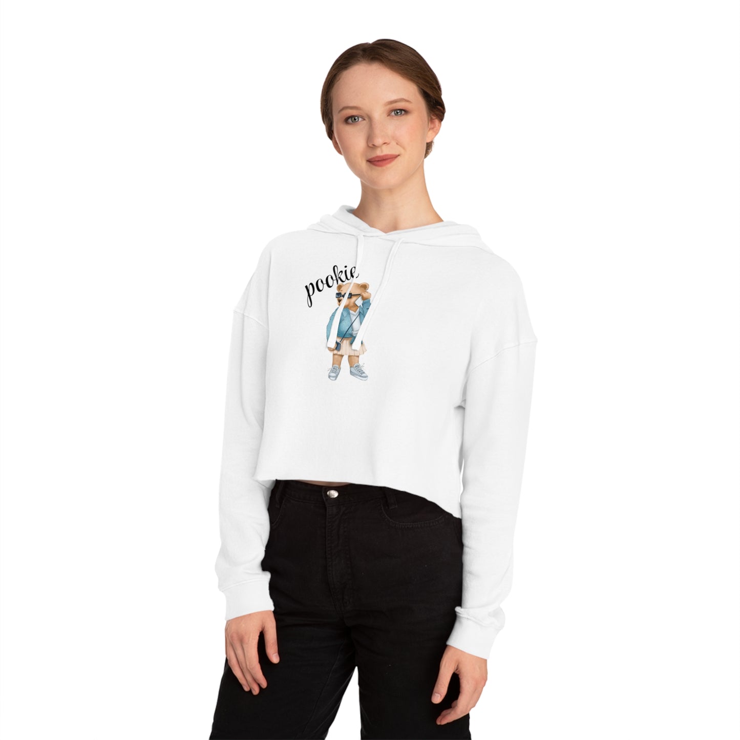 Pookie bear Womens Cropped Hooded Sweatshirt, cute cropped hoodie sweatshirt , great for birthdays anniversary Christmas gifts