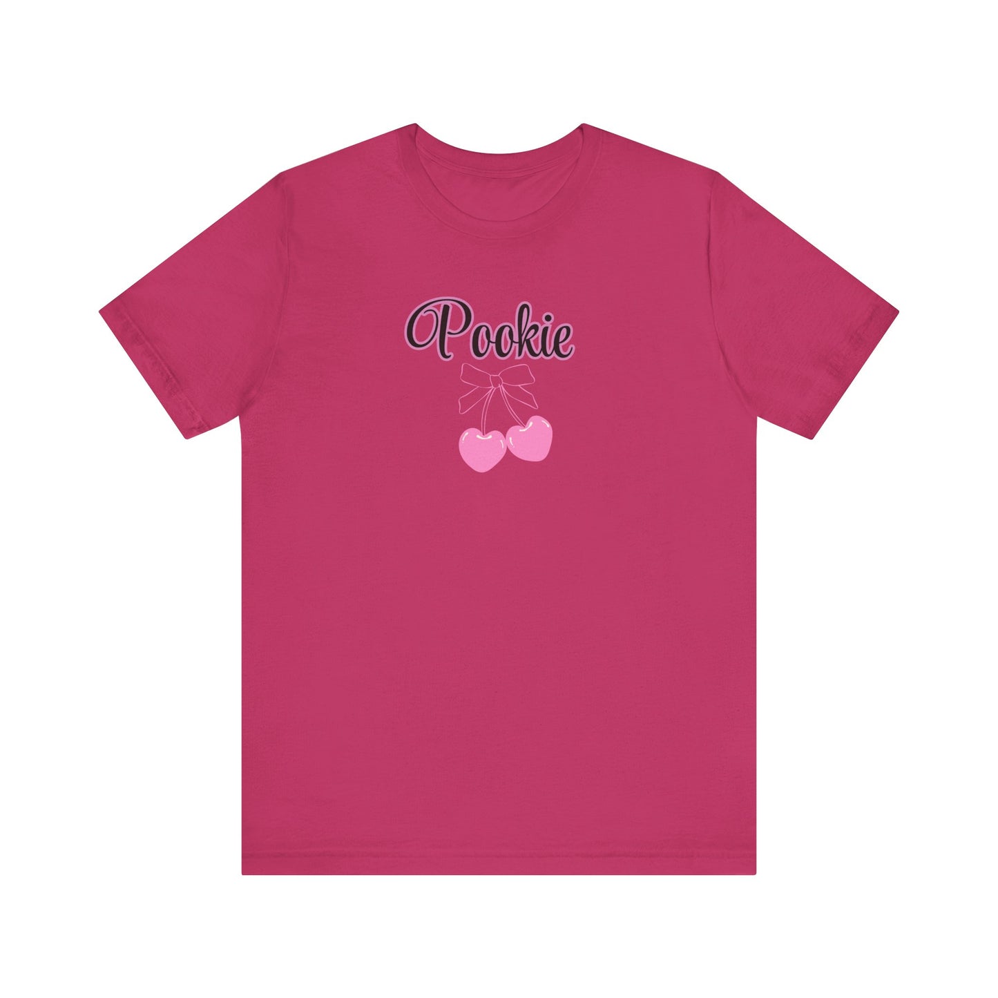 Pookie coquette style cherries Unisex Jersey Short Sleeve Tee, great shirt for teens, birthdays, Christmas, and back to school