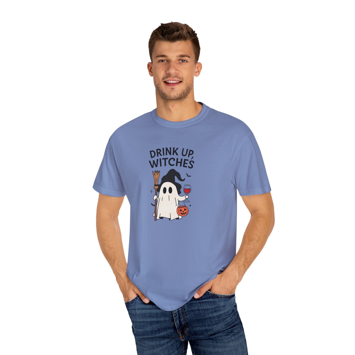 Ghostly Halloween T-Shirt, Unisex Tee, Spooky Costume Shirt, Fall Apparel, Witchy Vibes, Drink Up Witches Design