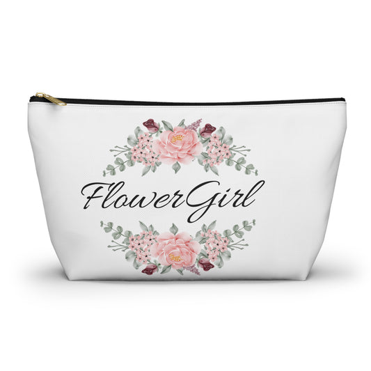 Flower girl, , wedding favor, toiletry bag , makeup bag , accessory bag flower, girl, bridal gifts bags