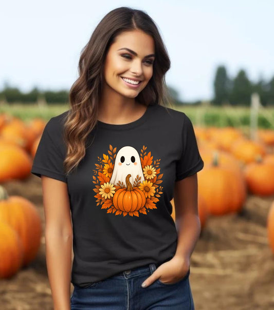 Cute Ghost & Pumpkin Sweatshirt, Fall Crewneck, Halloween Sweater, Cozy Autumn Apparel, Unisex Seasonal Fashion, Pumpkin Spice Vibes