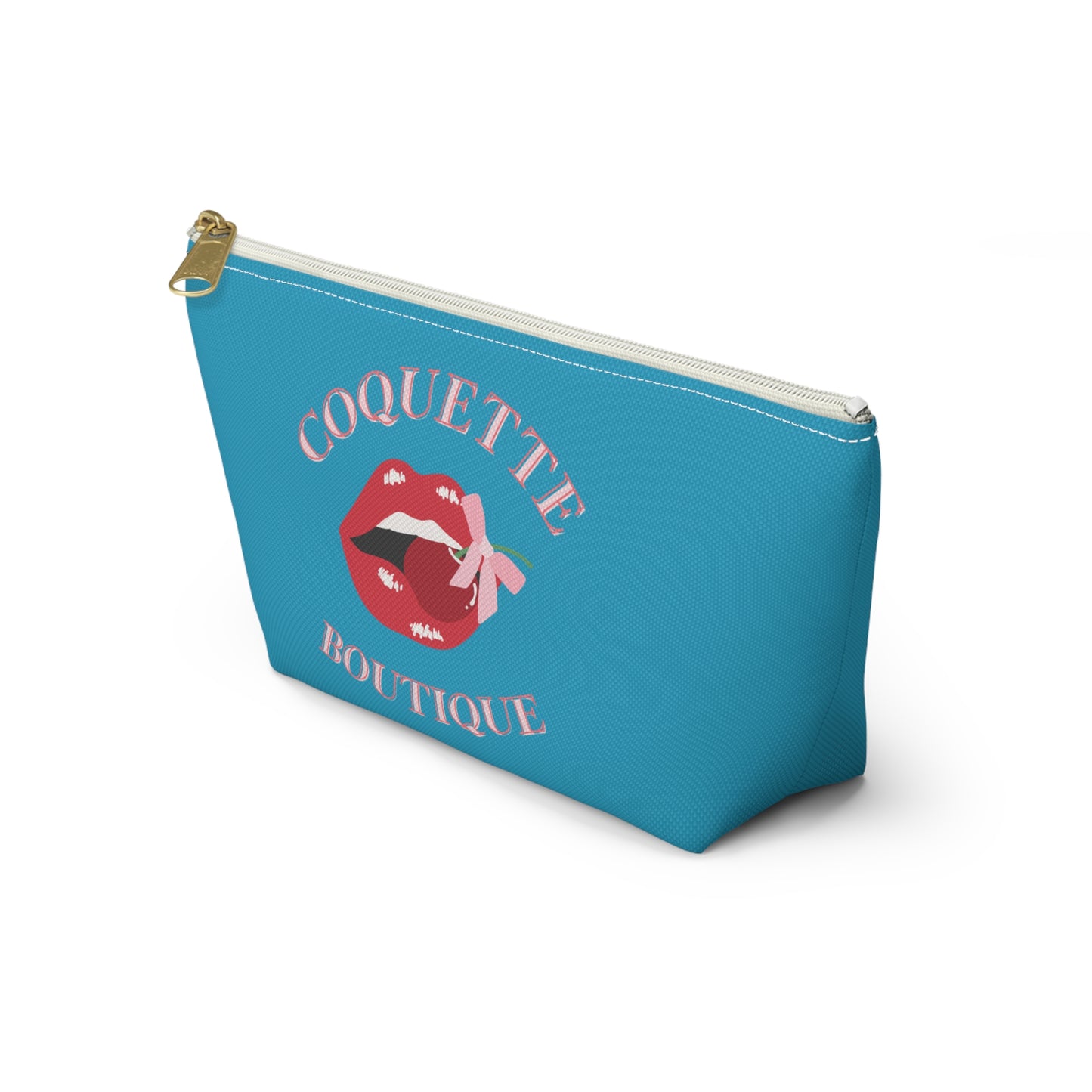 Cherry Coquette Boutique Accessory Pouch w T-bottom, Travel Toiletries Bag, Makeup Organizer Gift for Her, Zippered Cosmetic Case, Small