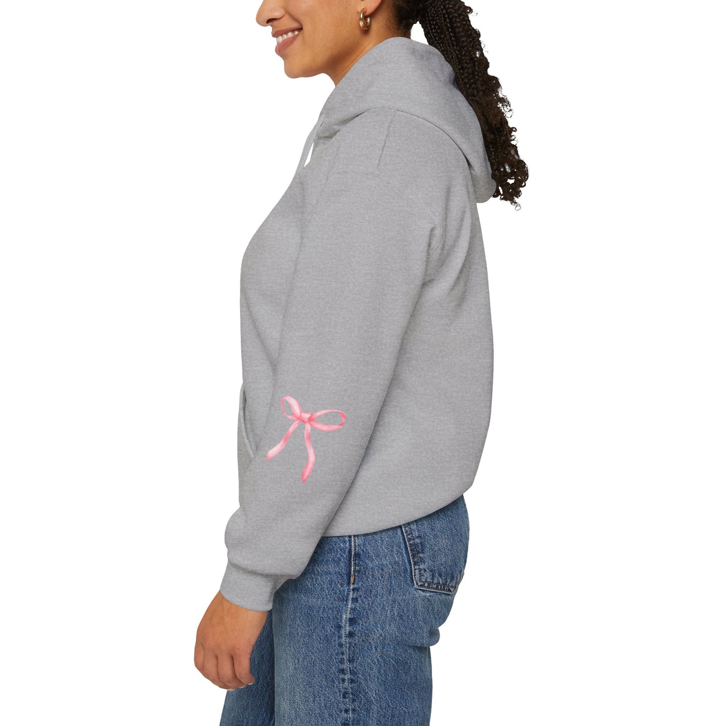 Coquette Bow Sleeve Hoodie Sweatshirt, Pullover Jumper for Men and Women, Cute Bow Accent Sweatshirt, Gender Neutral Hooded Sweater,