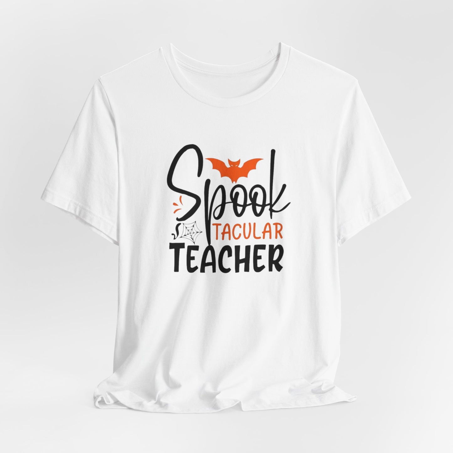 Teachers Halloween pumpkin, patch, Unisex Jersey Short Sleeve Tee, spectacular teacher, teacher, Halloween shirts