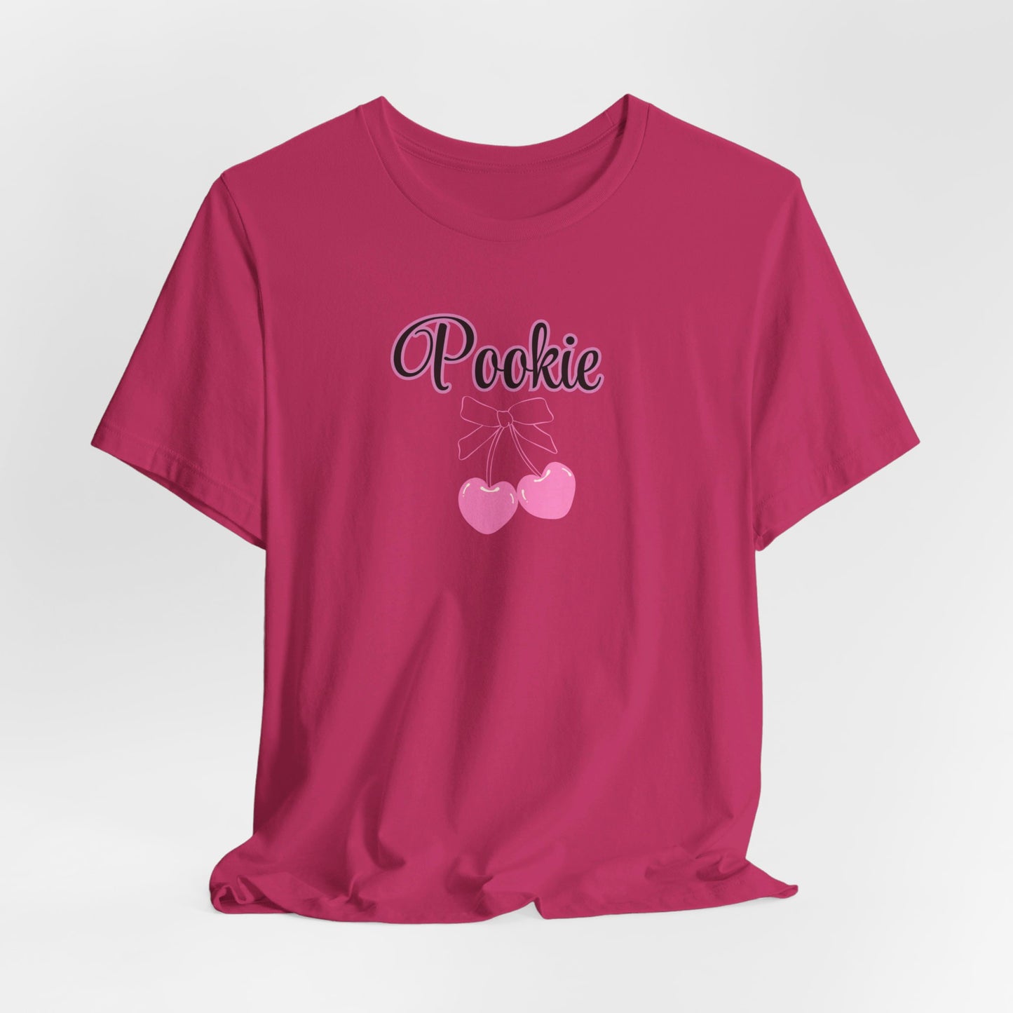 Pookie coquette style cherries Unisex Jersey Short Sleeve Tee, great shirt for teens, birthdays, Christmas, and back to school