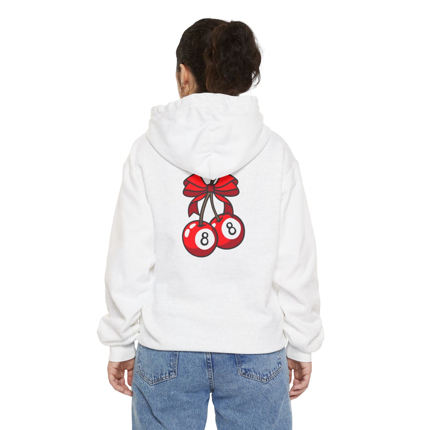 Cherry Eight Ball Unisex Hoodie, Retro Mystic Swirl Sweatshirt, Vintage Magic Ball Pullover, Cool Eightball Design Jacket, Hipster Eight