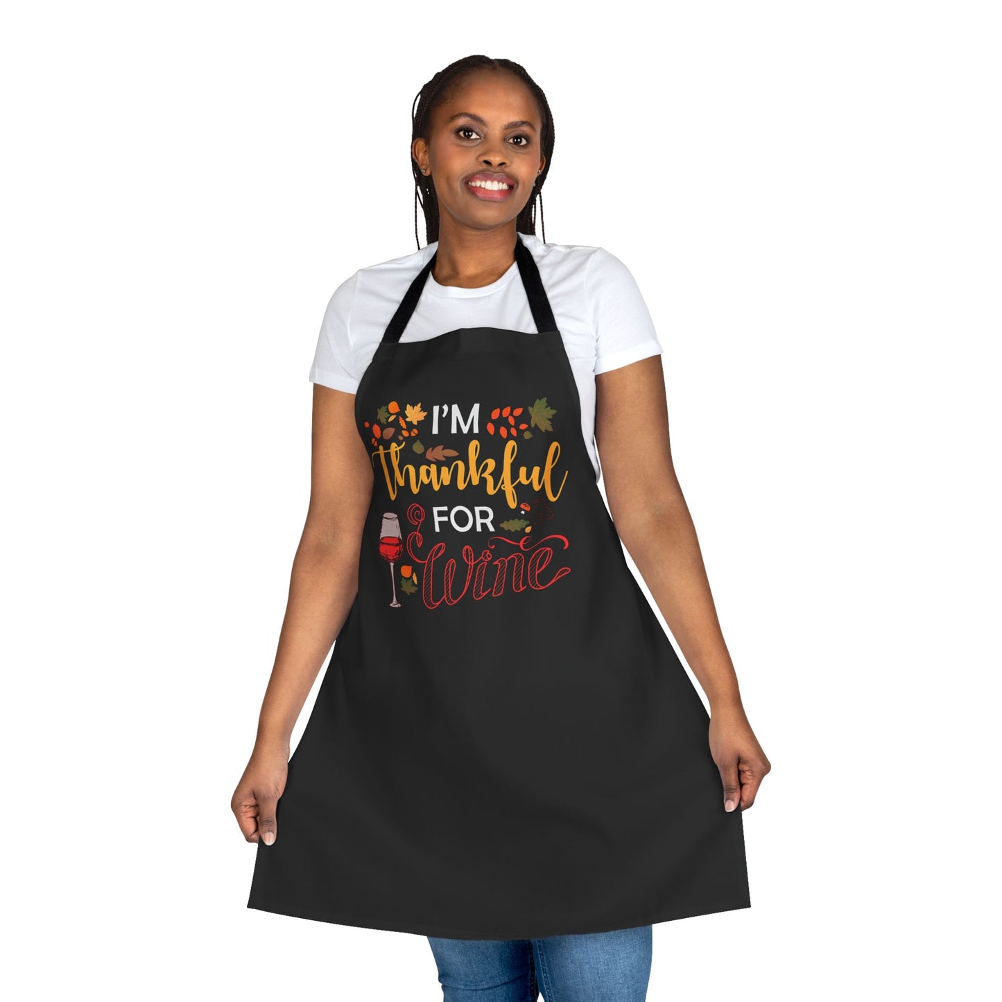 Thankful for Wine Thanksgiving Apron, Holiday Cooking Kitchen  Baking Gift, Funny Cooking Apron with Wine Lover, Hostess Gift for Chef,