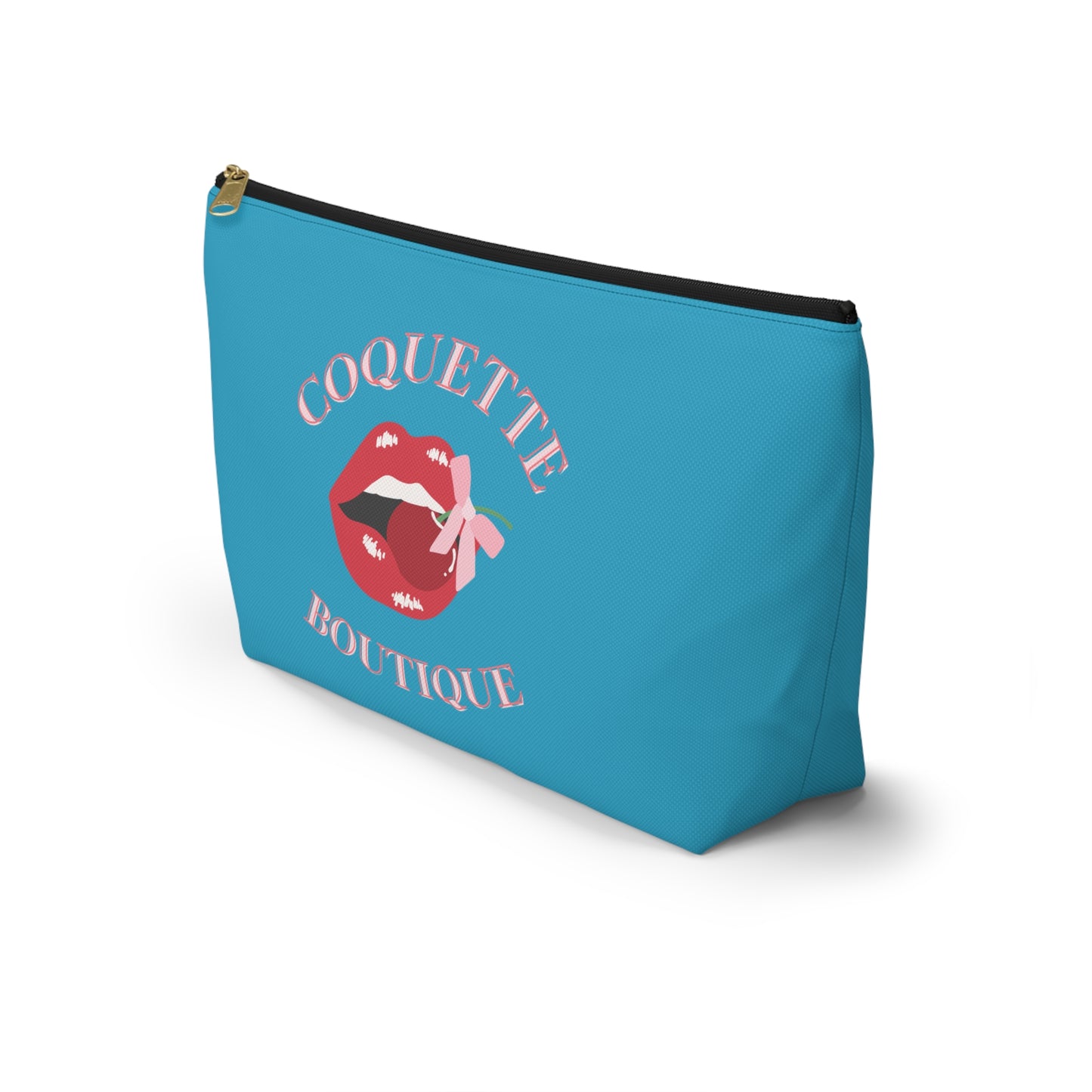 Cherry Coquette Boutique Accessory Pouch w T-bottom, Travel Toiletries Bag, Makeup Organizer Gift for Her, Zippered Cosmetic Case, Small