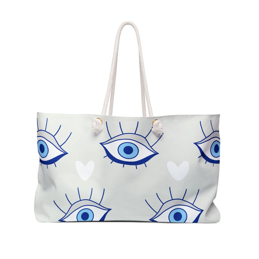 Evil eye Weekender Bag, tote bag evil eye hamsa positive energy, great tote bag for school, middle school and high school