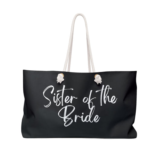 Sister of the bride Weekender Bag, overnight bridal party bag, wedding party gift bags, sister tote bag
