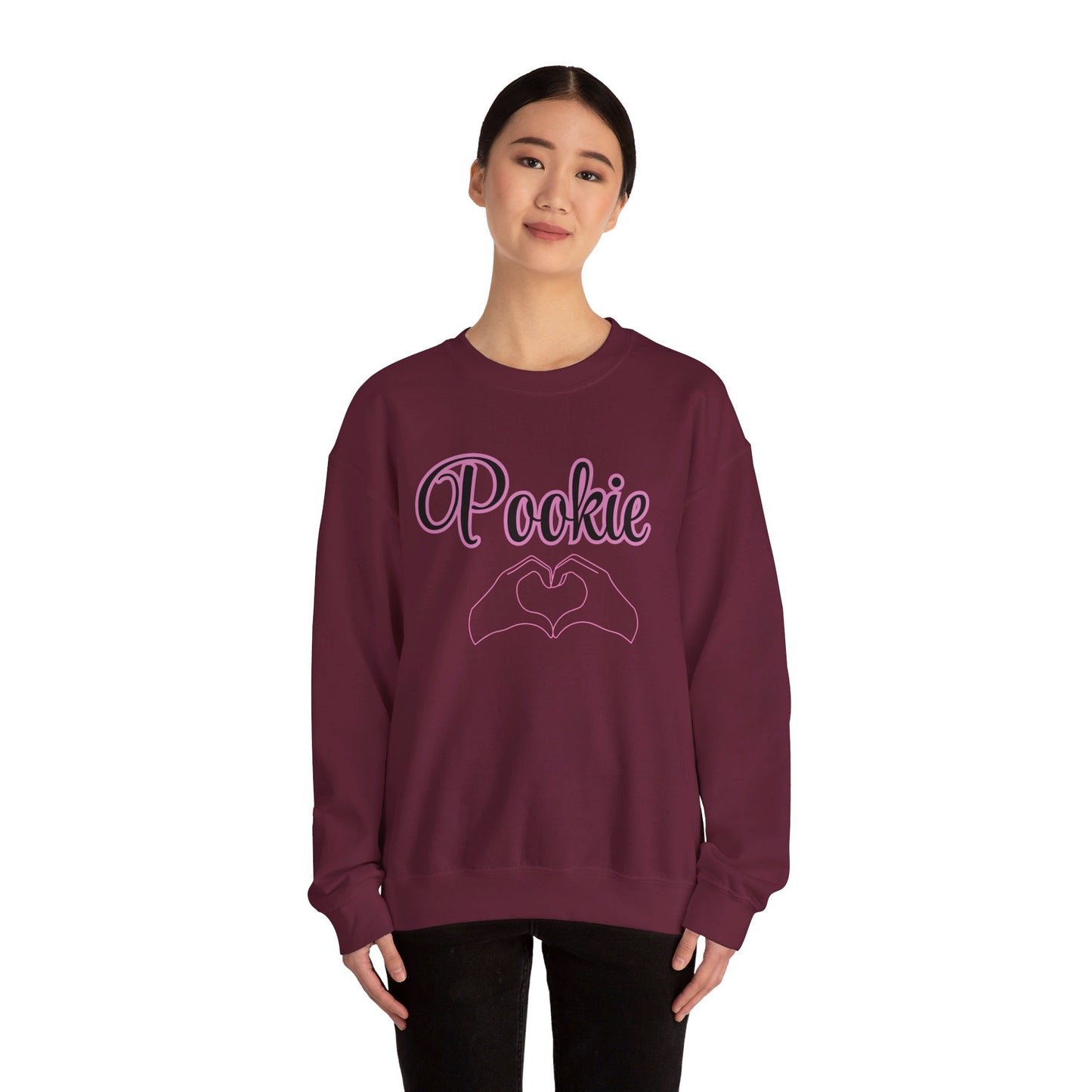 Pookie coquette heart hands shirt Unisex Heavy Blend™ Crewneck Sweatshirt, great coquette style shirt for teens back to school birthdays and Christmas sweatshirt