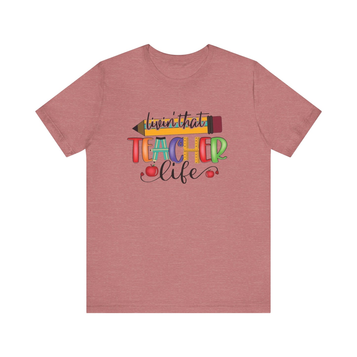 Teacher Life Unisex Jersey Tee, Fun Teacher Shirt, Back to School Gift, Classroom Apparel, Educator Pride T-shirt, Colorful Teacher Graphic