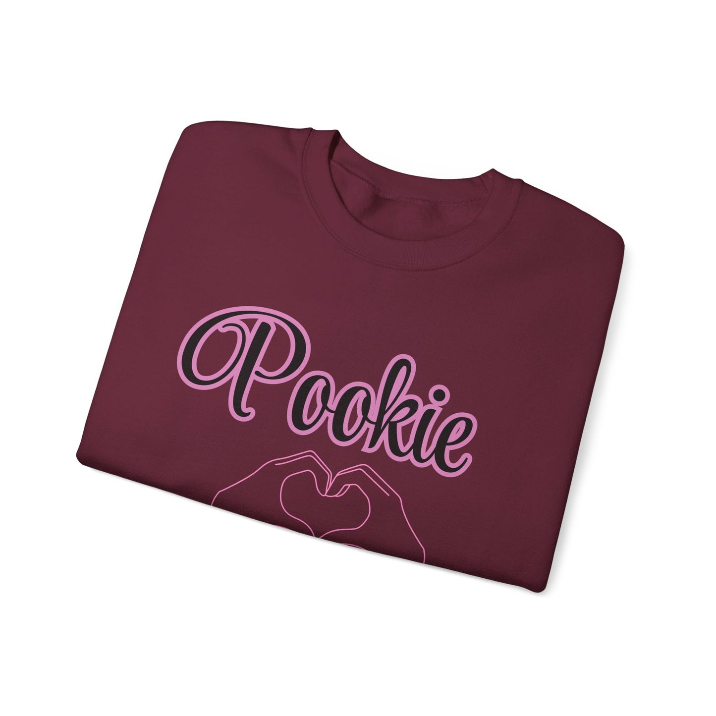 Pookie coquette heart hands shirt Unisex Heavy Blend™ Crewneck Sweatshirt, great coquette style shirt for teens back to school birthdays and Christmas sweatshirt