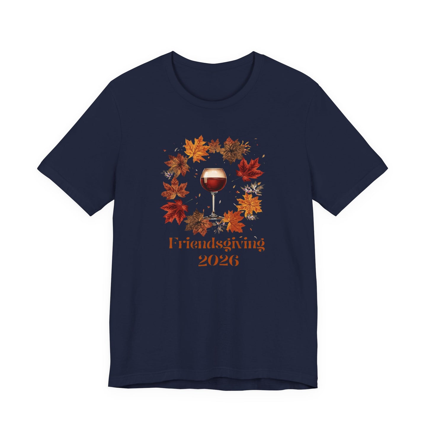 Friendsgiving 2026 Tee — Wine Glass & Autumn Leaves Shirt