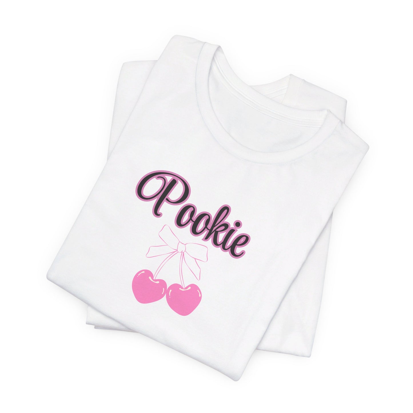 Pookie coquette style cherries Unisex Jersey Short Sleeve Tee, great shirt for teens, birthdays, Christmas, and back to school
