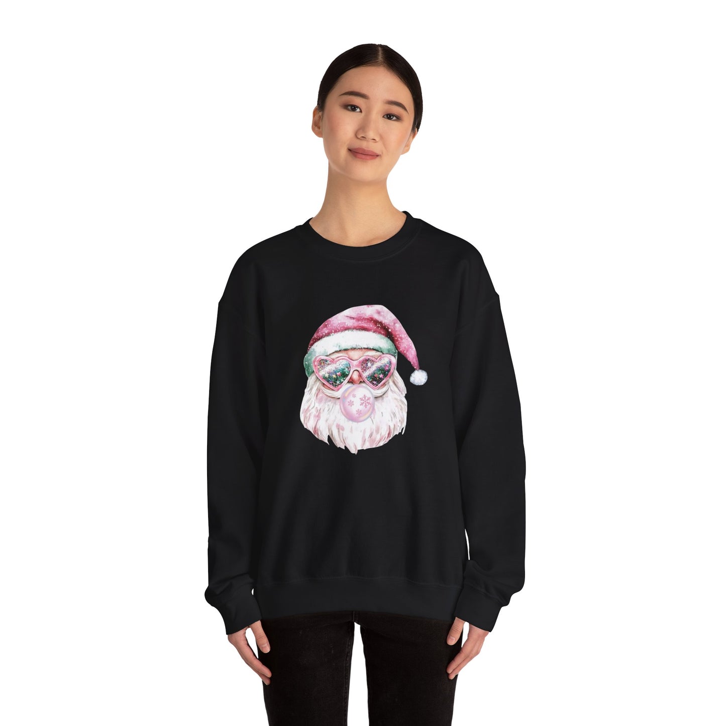 Pink Santa with Goggles Crewneck Sweatshirt | Festive Retro Christmas
