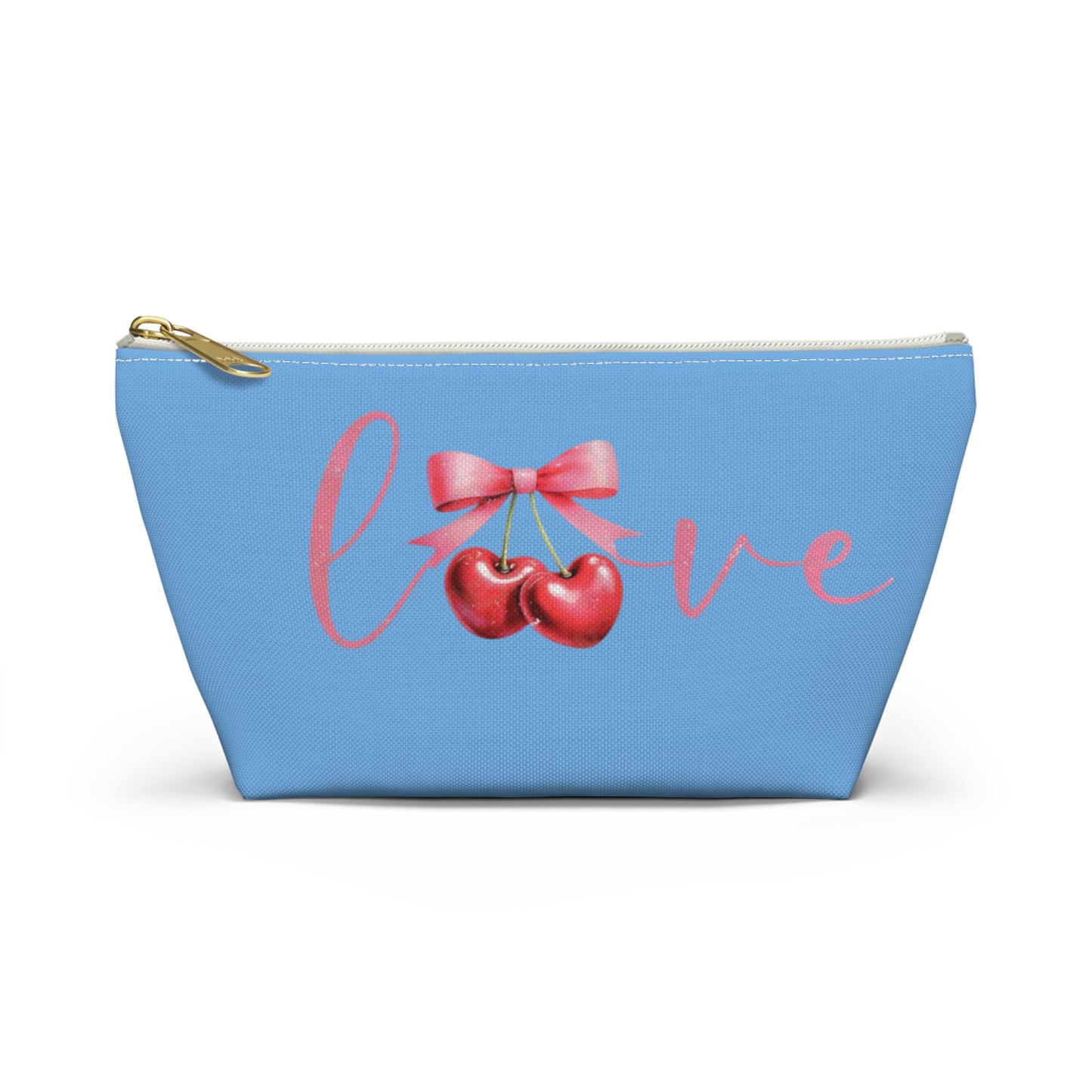 Cherry love Coquette Boutique Accessory Pouch T-bottom, Travel Toiletries Bag, Makeup Organizer Gift for Her, Zippered Cosmetic Case, Small