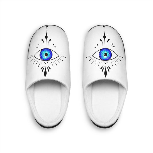 Slippers, Evil Eye Hamsa Design, Women's House Shoes, Indoor Footwear, Lucky Charm, Comfortable Fashionable Slip-Ons
