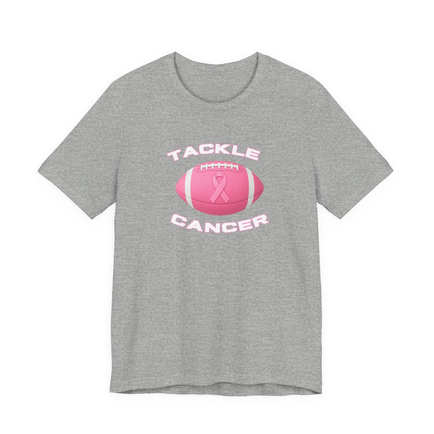 Tackle Cancer Awareness Tee, Unisex Pink Ribbon T-Shirt, Football Support Shirt, Gift for Cancer Fighters, Breast Cancer Awareness Apparel