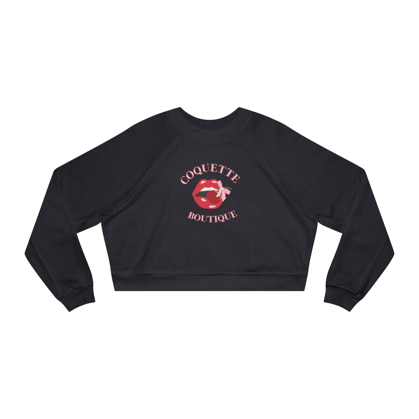 Coquette boutique Cherry Cropped Pullover, Coquette Fleece Shirt Valentines, Women's Boutique Sweater, Valentine's Day ,Casual Valentine