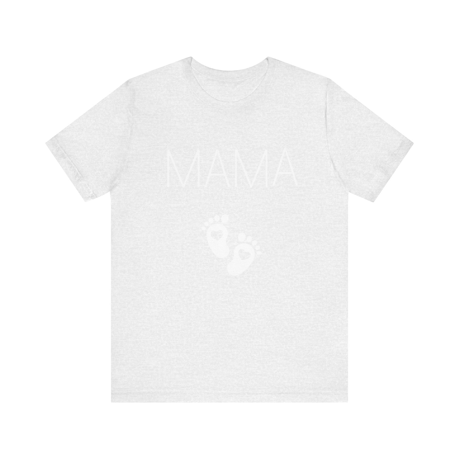 Light gray short-sleeve T-shirt with faint MAMA paw-print graphic