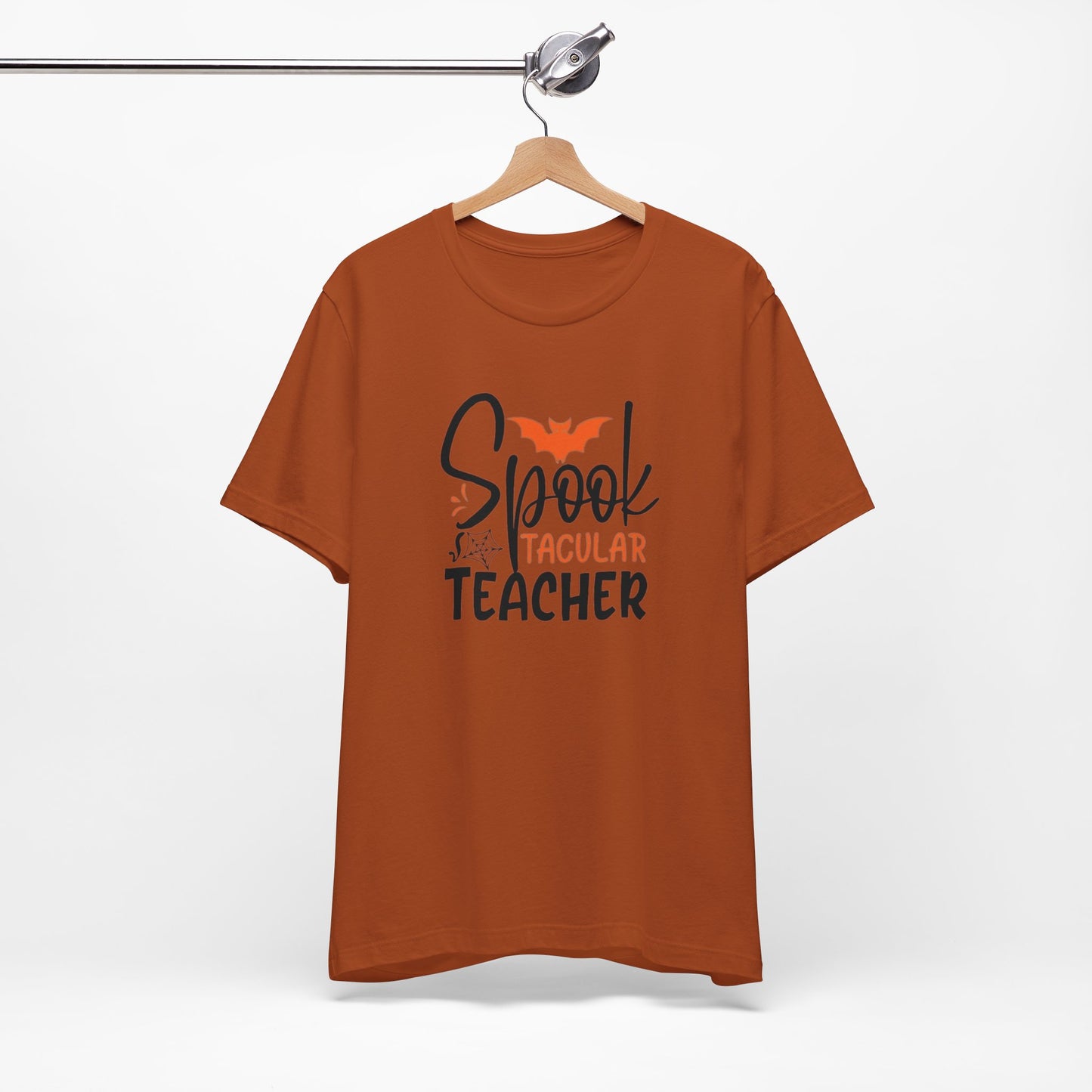 Teachers Halloween pumpkin, patch, Unisex Jersey Short Sleeve Tee, spectacular teacher, teacher, Halloween shirts