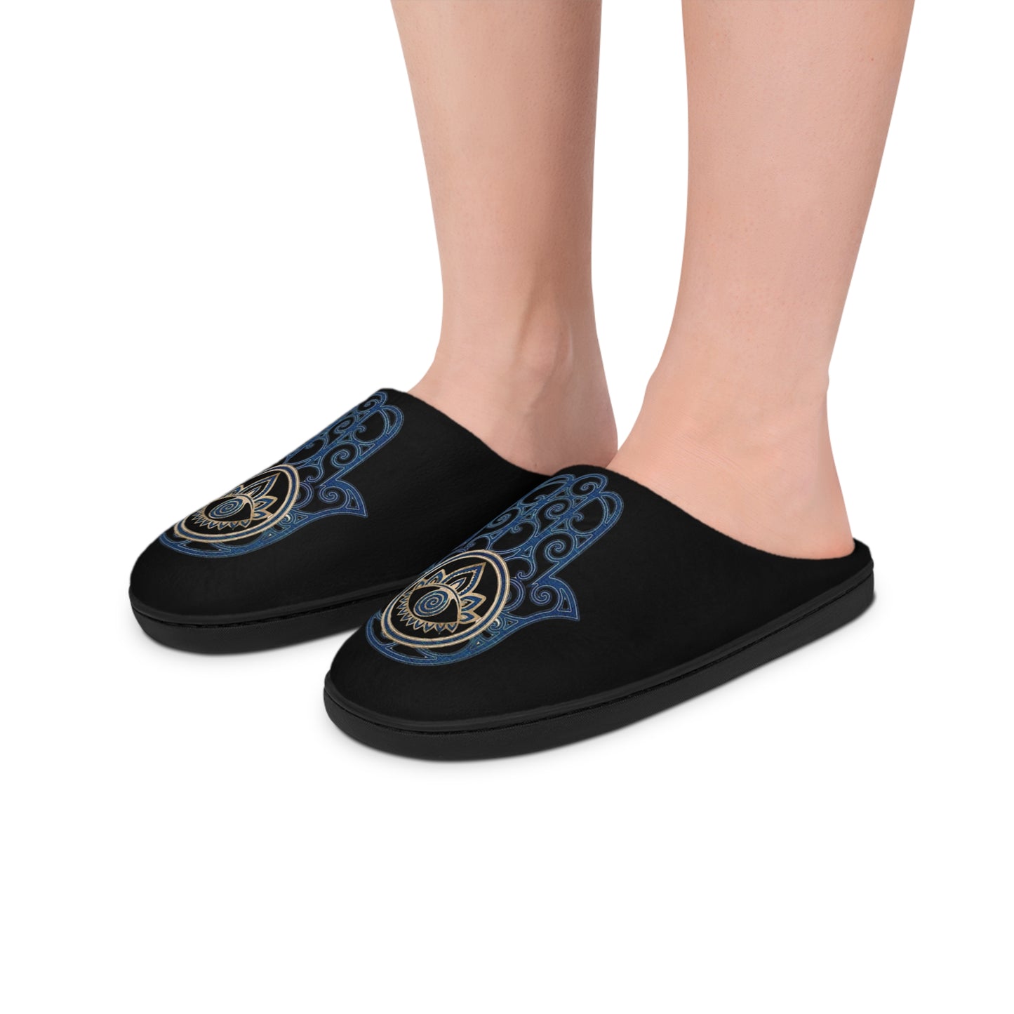 Slippers, Evil Eye Hamsa Design, Women's House Shoes, Indoor Footwear, Lucky Charm, Comfortable Fashionable Slip-Ons