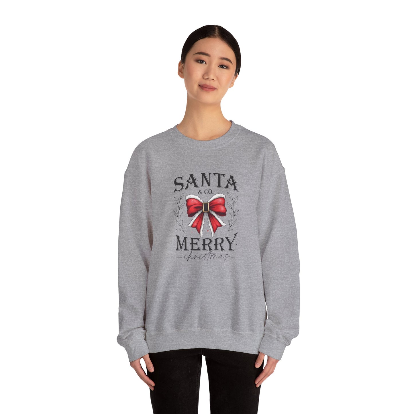 Santa Merry bow Sweatshirt | Christmas holiday crewneck