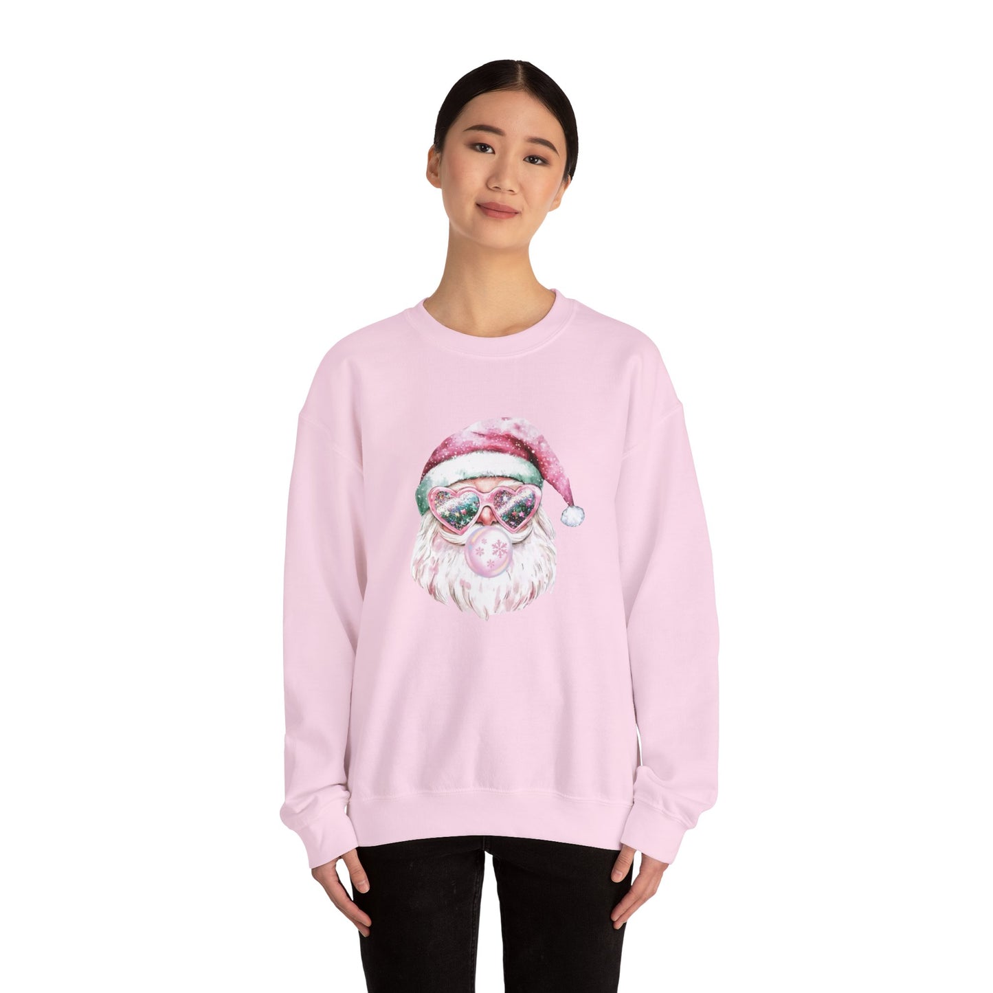 Pink Santa with Goggles Crewneck Sweatshirt | Festive Retro Christmas