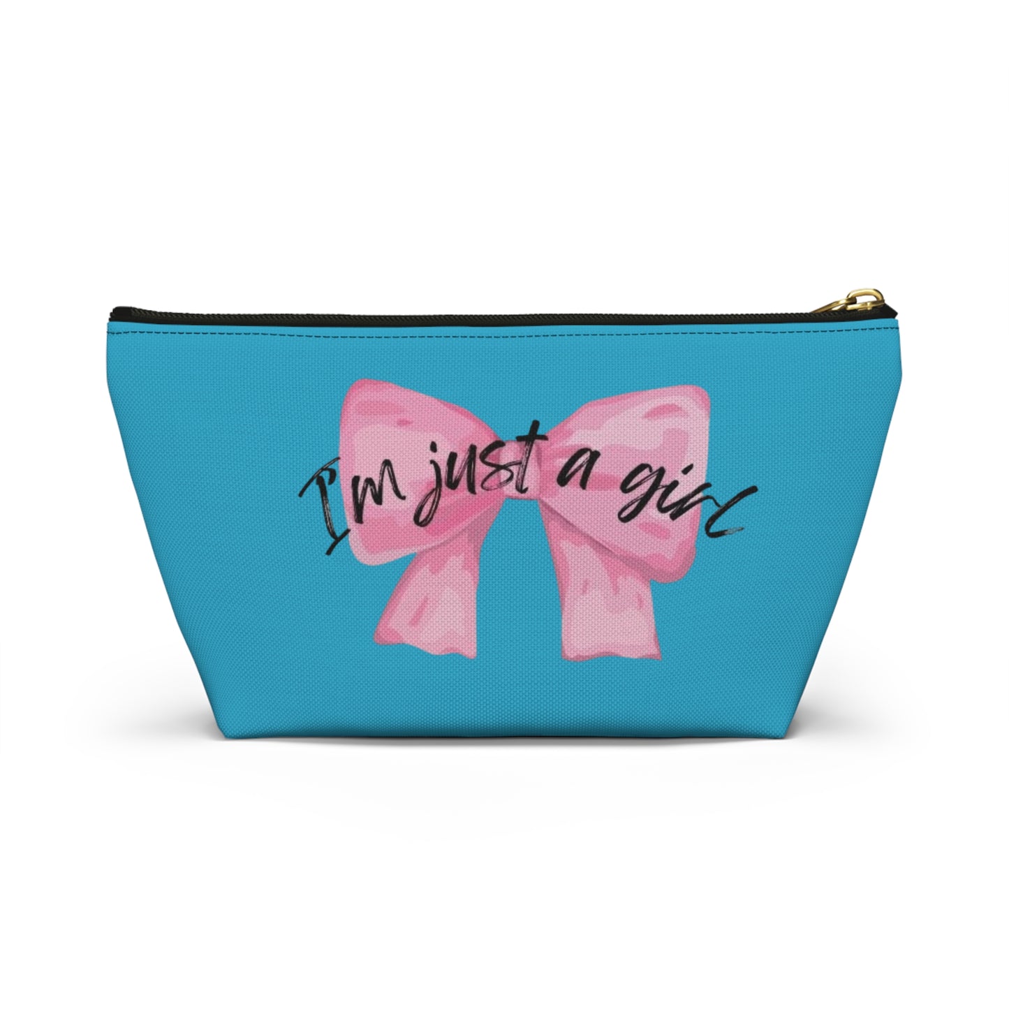 Just a girl Coquette Boutique Accessory Pouch w T-bottom, Travel Toiletries Bag, Makeup Organizer Gift for Her, Zippered Cosmetic Case