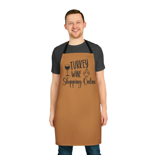 Apron, Turkey Wine Shopping Online Kitchen Cooking Gift, Thanksgiving Feast Chef Cooking, Food Lover Wine Enthusiast, Funny