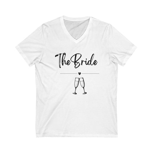 The bride Jersey Short Sleeve V-Neck Tee, bridal shirt, engagement gifts, bridal shower bachelorette shirt