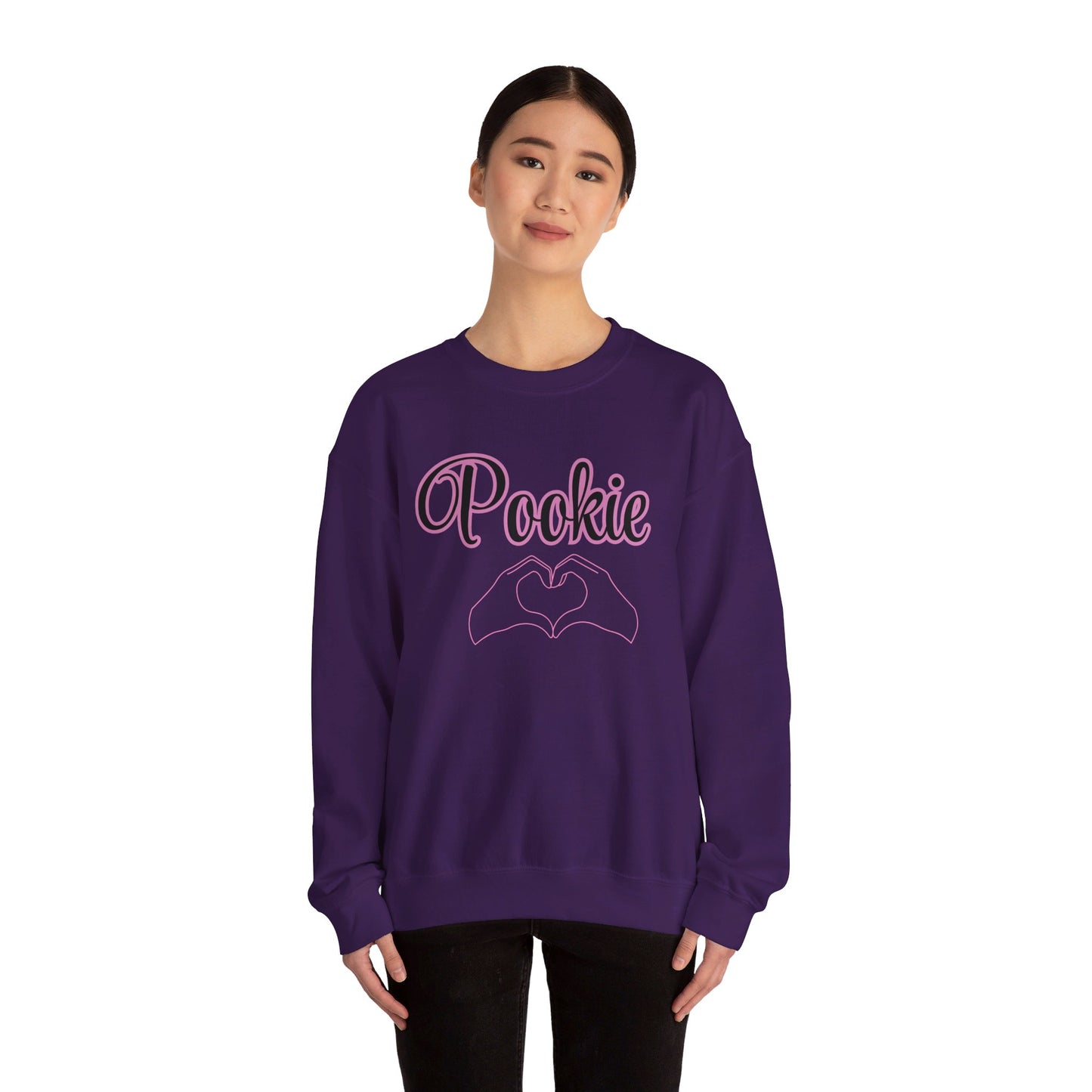 Pookie coquette heart hands shirt Unisex Heavy Blend™ Crewneck Sweatshirt, great coquette style shirt for teens back to school birthdays and Christmas sweatshirt
