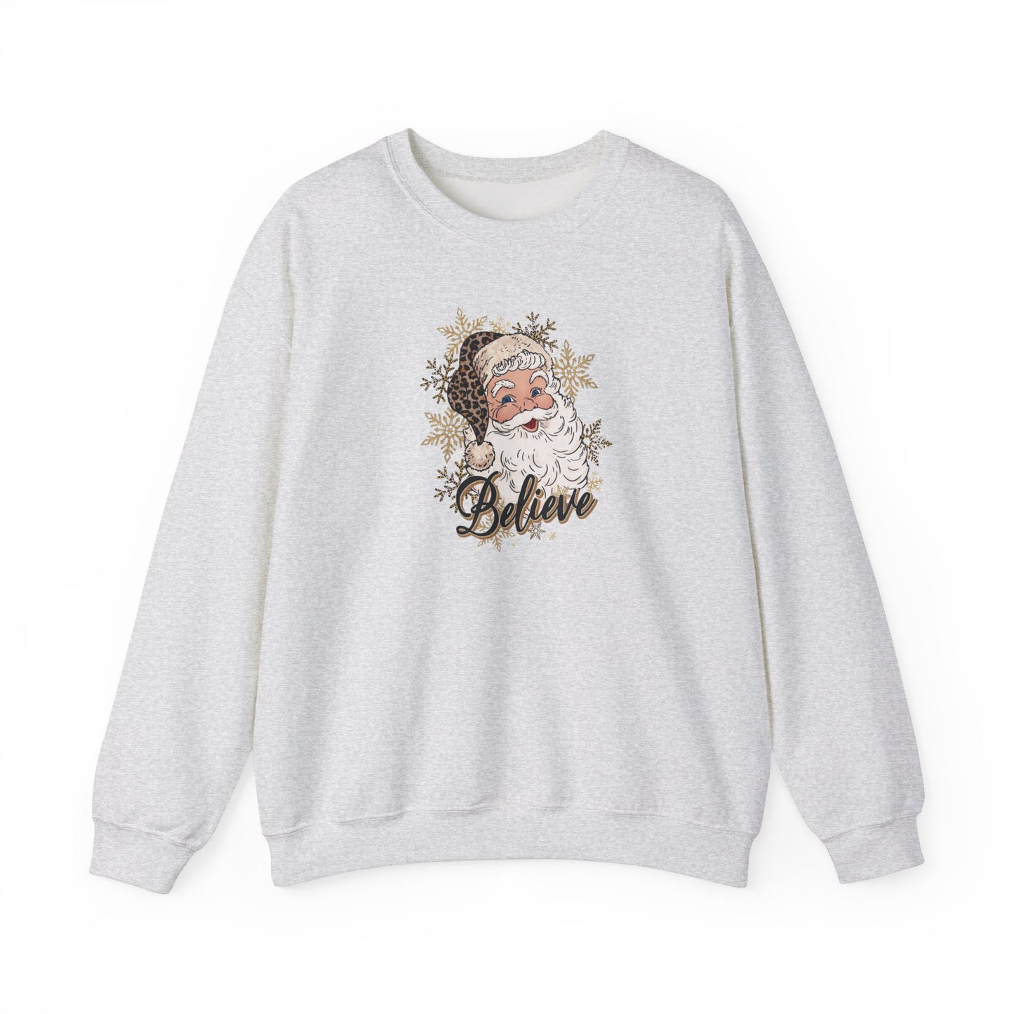 Christmas Santa Leopard Print Sweatshirt, Holiday Xmas Jumper, Festive Crewneck Pullover, Unisex Sweater, Winter Top