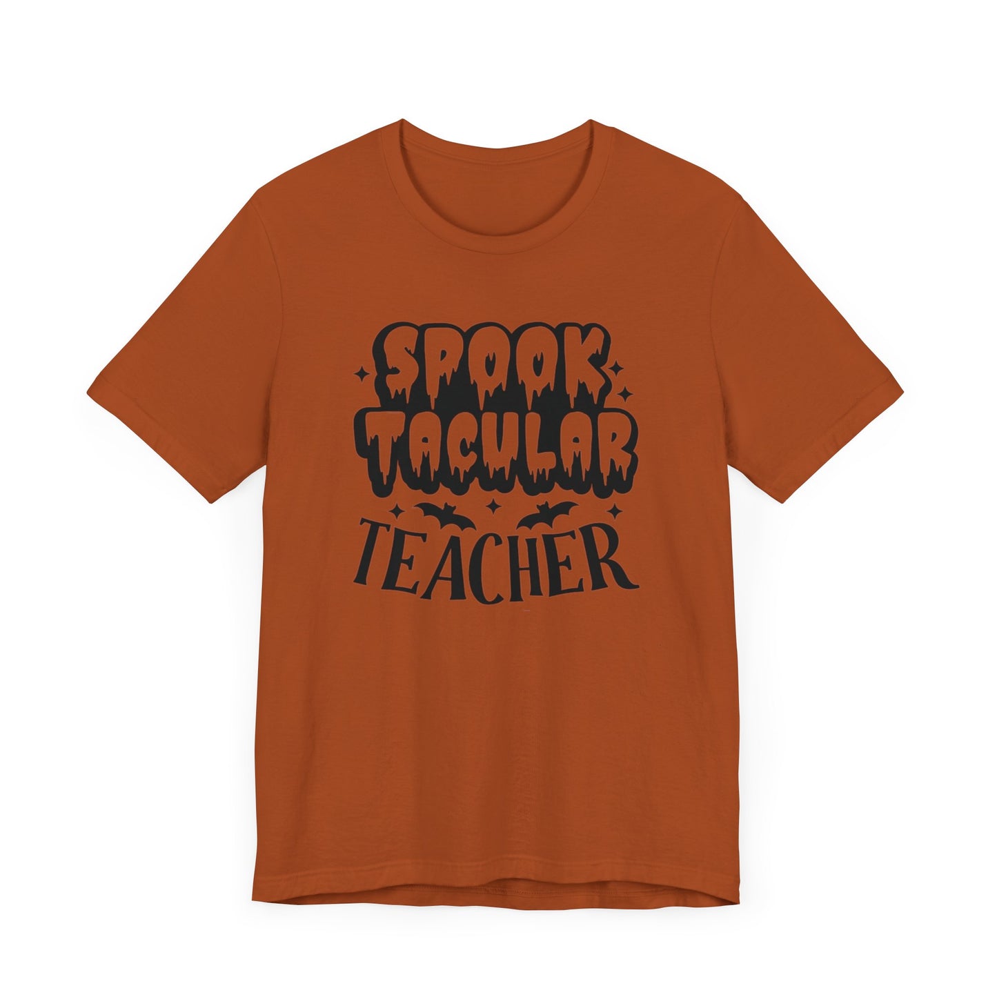 Teachers Halloween pumpkin, patch, Unisex Jersey Short Sleeve Tee, spooky teacher, teacher, Halloween shirts, male teacher, female teacher