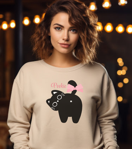 Pookie coquette cat shirt Unisex Heavy Blend™ Crewneck Sweatshirt, great coquette style shirt for teens back to school birthdays and Christmas sweatshirt