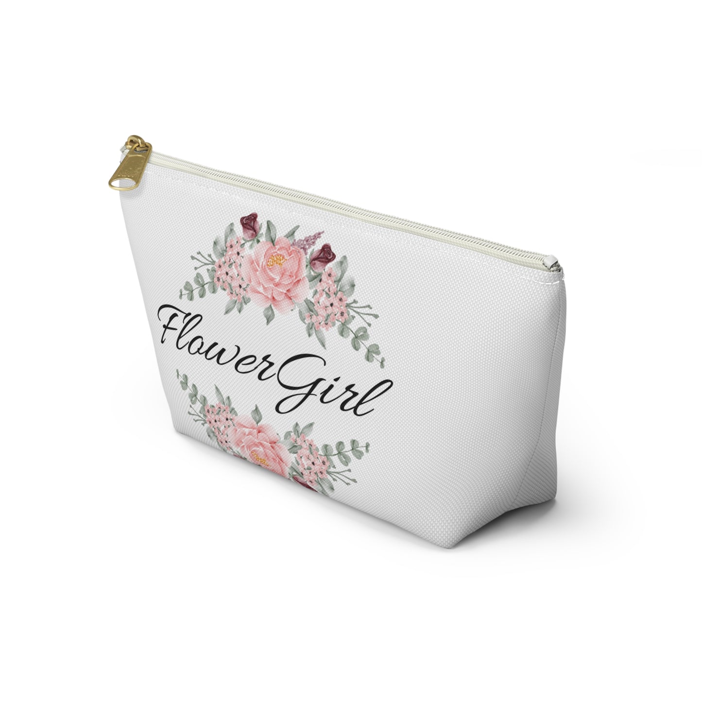 Flower girl, , wedding favor, toiletry bag , makeup bag , accessory bag flower, girl, bridal gifts bags