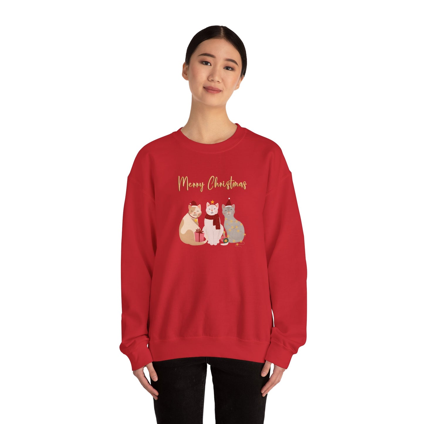 Merry Christmas sweatshirt, cat Christmas, meow Christmas, Crewneck Sweatshirt